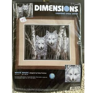 Vintage Dimensions White Magic Wolves Counted Cross Stitch Kit #35035 2000 New